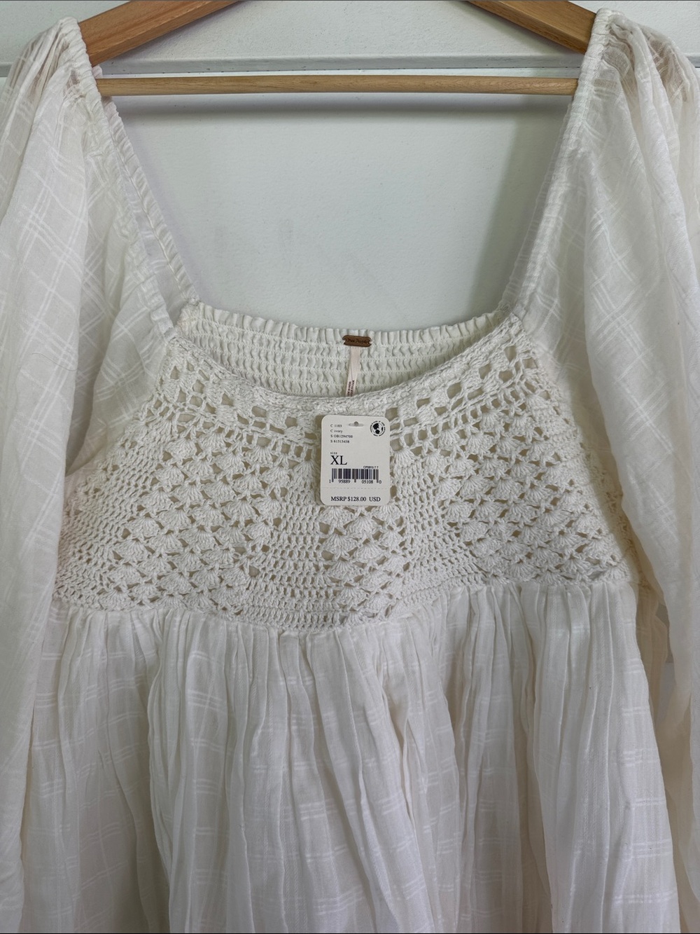 Free People White Crochet Bodice Mini Dress - Picture 5 of 6